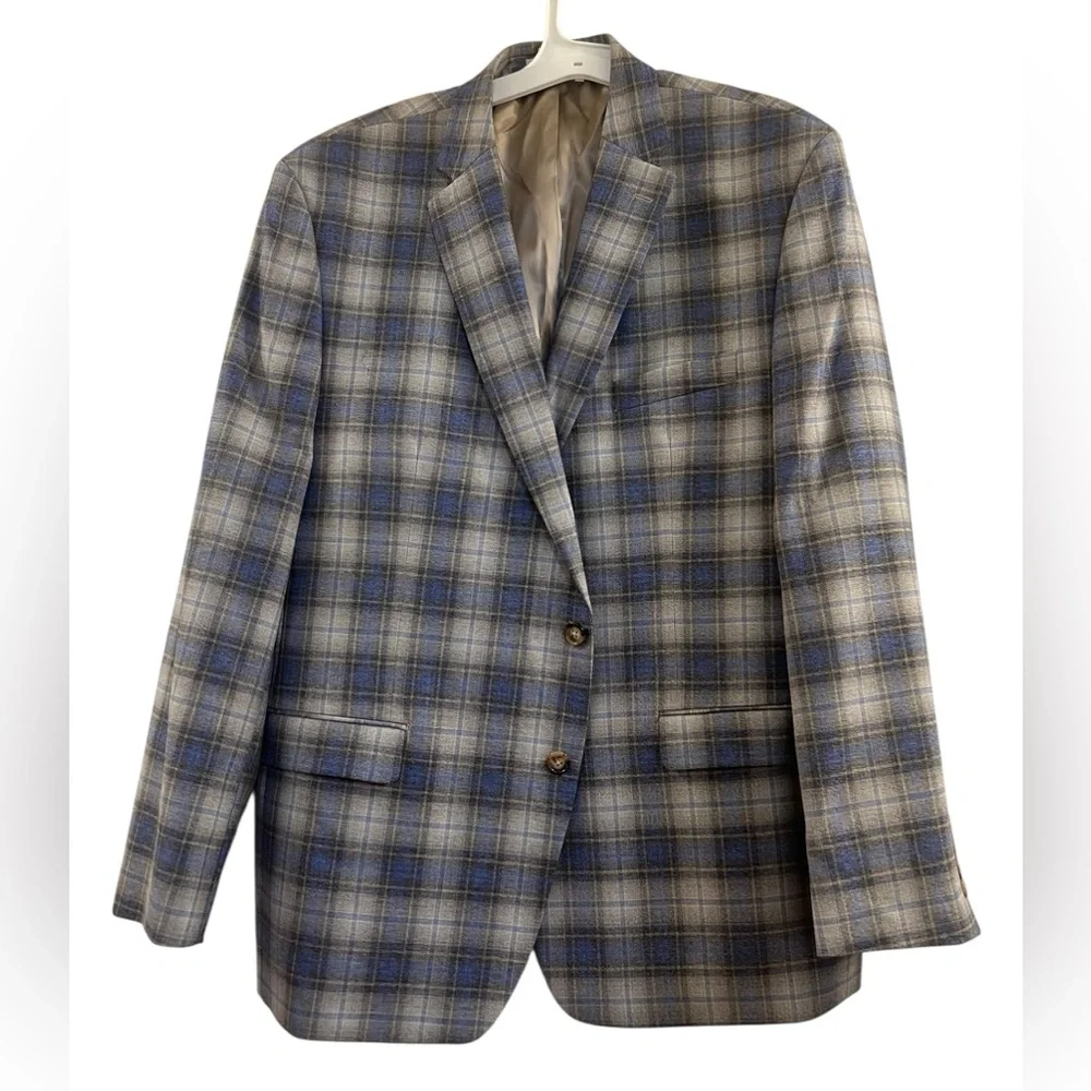 1. Lauren Ralph Lauren Classic-Fit UltraFlex Tan & Blue Plaid Sport Coat